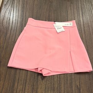 Zara Pink High-Waist Skort Shorts